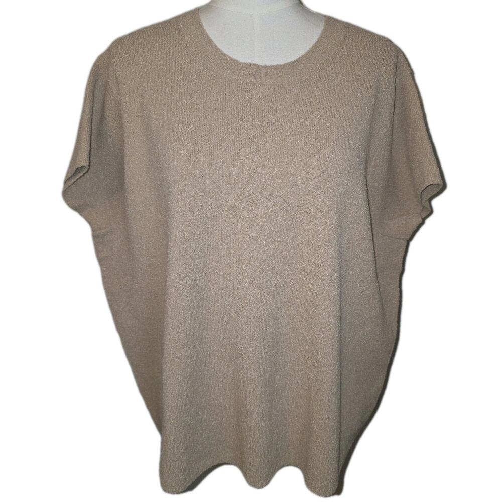 NWT 4X Women's Short Sleeve Textured Sweater Beige by A New Day